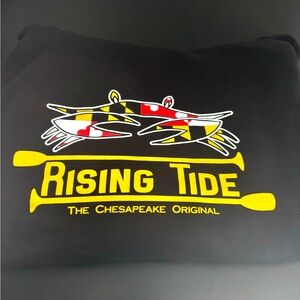 Rising Tide black hoodie with Maryland crab, Small